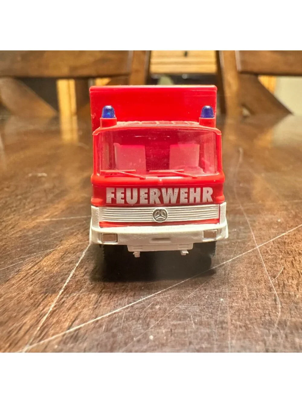 Vintage Plastic Praline Mercedes Benz Feurwehr Red Ambulance